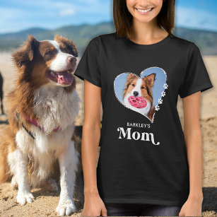 Pet Mum Custom Photo Heart Paw Prints Dog Lover T-Shirt