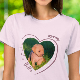 Pet Mum Heart Photo Paw Prints T-Shirt