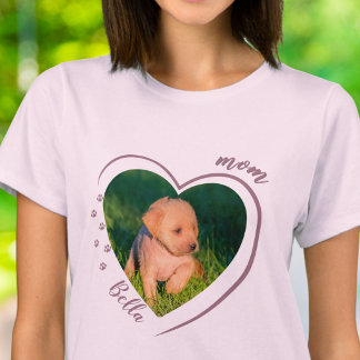 Pet Mum Heart Photo Paw Prints T-Shirt