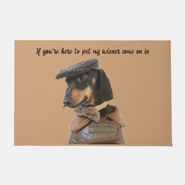 Pet My Wiener Dachshund Doormat (Front)