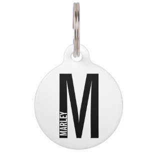 Pet Name and Monogram with QR Code Pet Tag