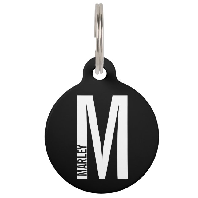Pet Name and Monogram with QR Code Tag (Front)