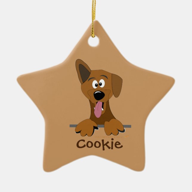 Pet Name Cartoon Mutt Personalized Dog Ornament (Front)