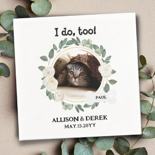 Pet Name Dog Cat Custom Photo Wreath Wedding Napkin