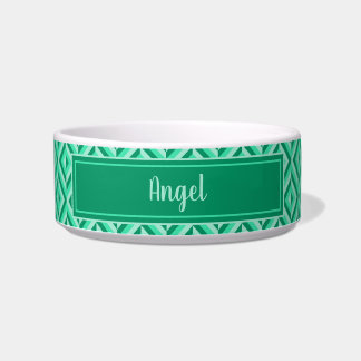 Pet Name Green Three-Tone Diamond Pattern Bowl