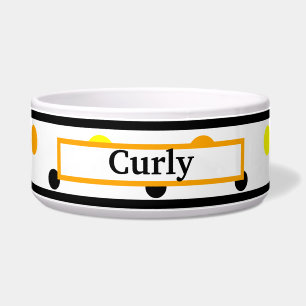 Pet Name Orange Yellow Polka Dots Bowl