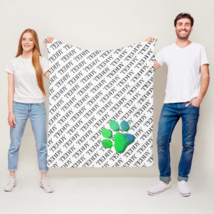 Pet Name Pattern Colourful Paw Modern Fun  Fleece Blanket