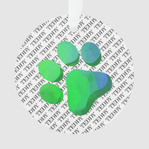 PET NAME Pattern Paw Print Colourful Fun  Ornament