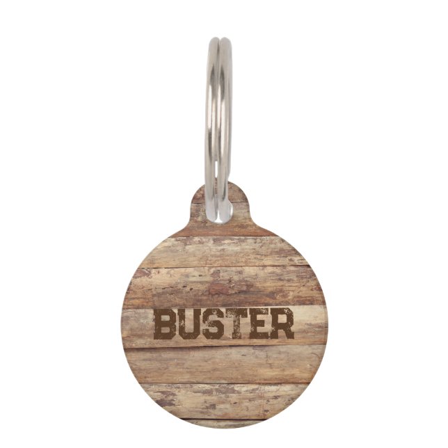 Pet name wooden vintage style tag (Front)