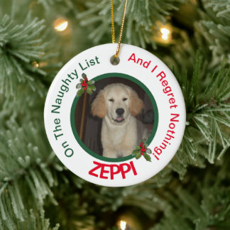 Pet Naughty List Christmas Ceramic Tree Decoration