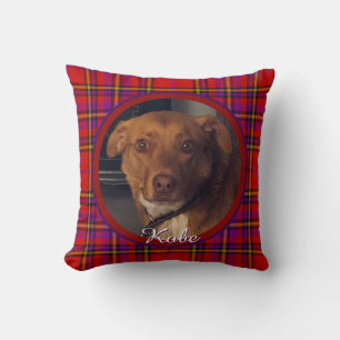 Pet on Plaid Monogrammed Cushion