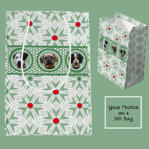 Pet or Kids Photos for Moms & Dog Mum Green Xmas Medium Gift Bag