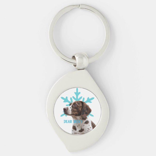 Pet ornament christmas personalise key ring (Front)