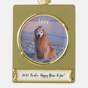 Pet Our Years Together Custom Gold Plated Banner Ornament
