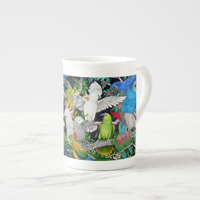 Pet Parrots of the World Bone China Mug (Front Right)