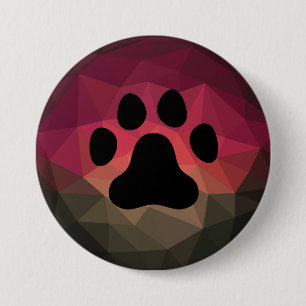 Pet paw, animal footprint, colourful design 7.5 cm round badge