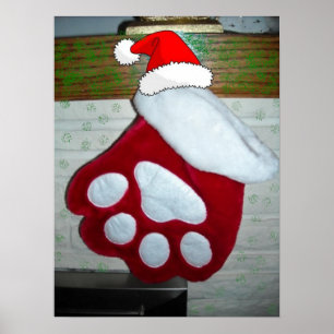 Pet Paw Christmas Stocking Poster