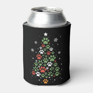 Pet Paw Christmas Tree Cats Dog Lover Xmas Can Cooler