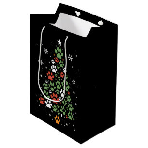 Pet Paw Christmas Tree Cats Dog Lover Xmas Medium Gift Bag