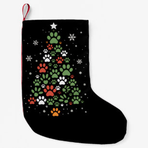 Pet Paw Christmas Tree Cats Dog Lover Xmas Small Christmas Stocking