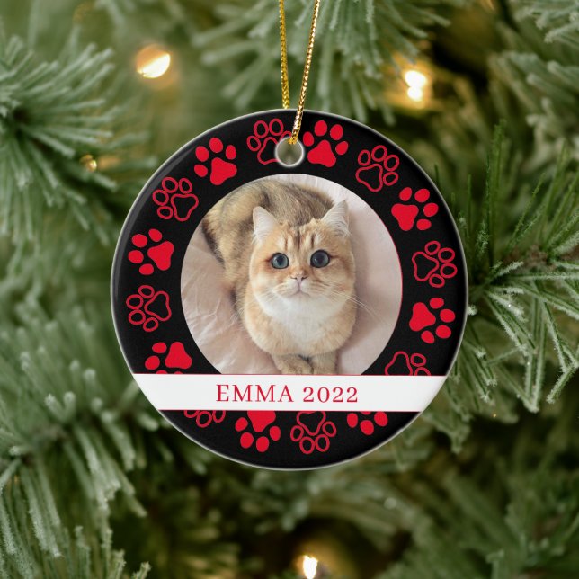 Pet Paw Custom Cat Photo Ceramic  Ceramic Tree Decoration (Tree)