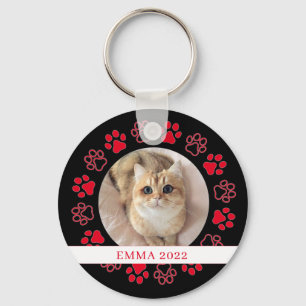 Pet Paw Custom Cat Photo Ceramic Key Ring