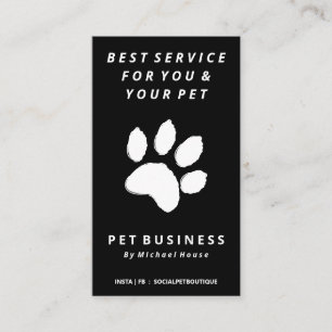Pet Paw Dog Cat Sitting Grooming Business Card