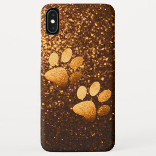 Pet paw gold glitter print on copper glitter Case-Mate iPhone case