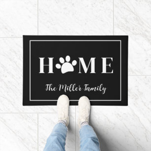 Pet Paw Home with Name Doormat