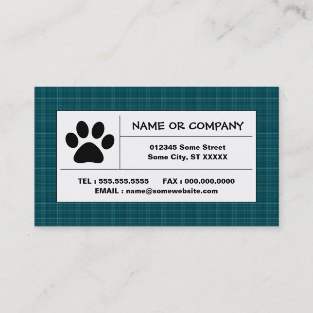 pet paw plaid business card (Front)