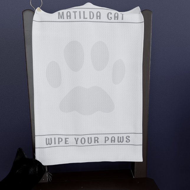 Pet Paw Print Custom White Golf Towel (Purrfect golf towel for your pet. Just add your name!)