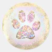 pet paw print  design classic round sticker (Front)