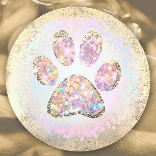 pet paw print  design classic round sticker