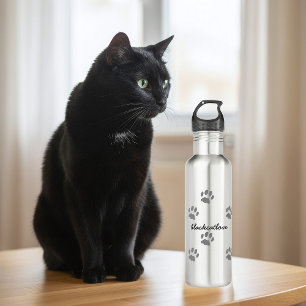 Pet Paw Print Personalised Animal Cat Lover 710 Ml Water Bottle