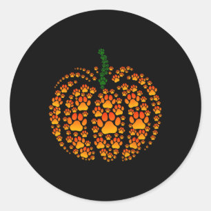 Pet Paw Print Pumpkin Paw Pumpkin Fall Thanksgivin Classic Round Sticker