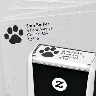 Pet Paw Print Return Address Dog or Cat Cute Self-inking Stamp