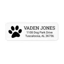 Pet paw print return address label