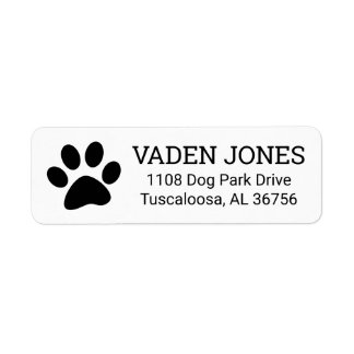 Pet paw print return address label