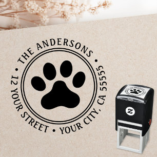 Pet paw print return address self-inking stamp