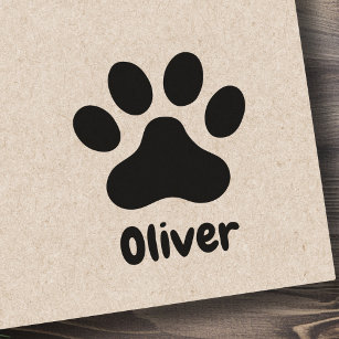 Pet paw print with personalised name signature rubber stamp