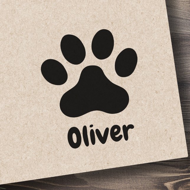 Pet paw print with personalised name signature rubber stamp (Pet paw print with personalized name signature rubber stamp)