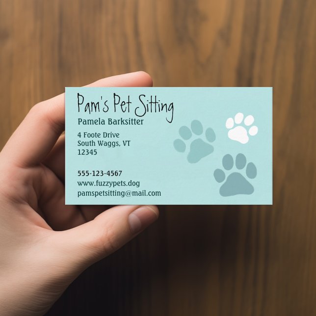 Pet Paw Prints Animal Lover Dog Tracks Light Teal Business Card (Creator Uploaded)
