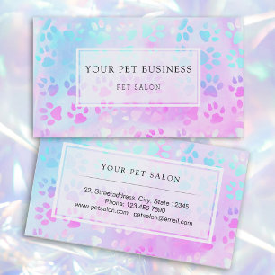 pet paw prints purple blue business card