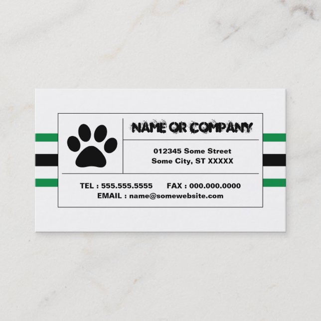 pet paw stripes business card (Front)