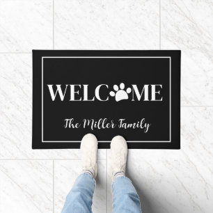 Pet Paw Welcome with Name Doormat