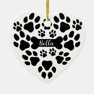 Pet Paws Christmas Ornament Heart Shaped Dog Paw
