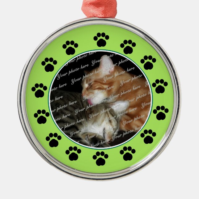 Pet Paws/ Green Metal Tree Decoration (Front)