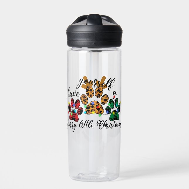 Pet Paws Have Yourself A Furry Little Christmas Water Bottle (Front)