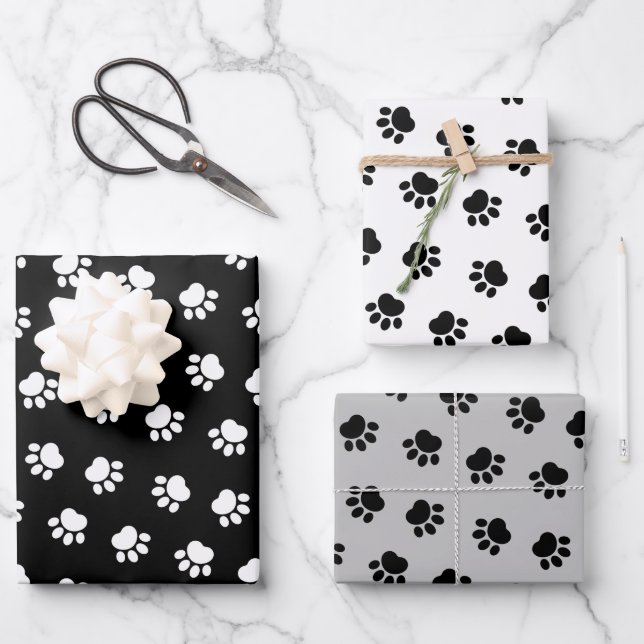 Pet Paws Pattern Wrapping Paper Sheets (Front)