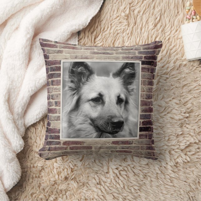 Pet Photo Brickwork Accent Pillow (Blanket)